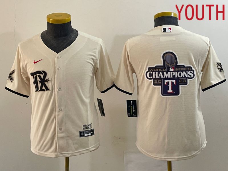Youth Texas Rangers Blank Cream Game Nike 2023 MLB Jersey style 1->youth mlb jersey->Youth Jersey